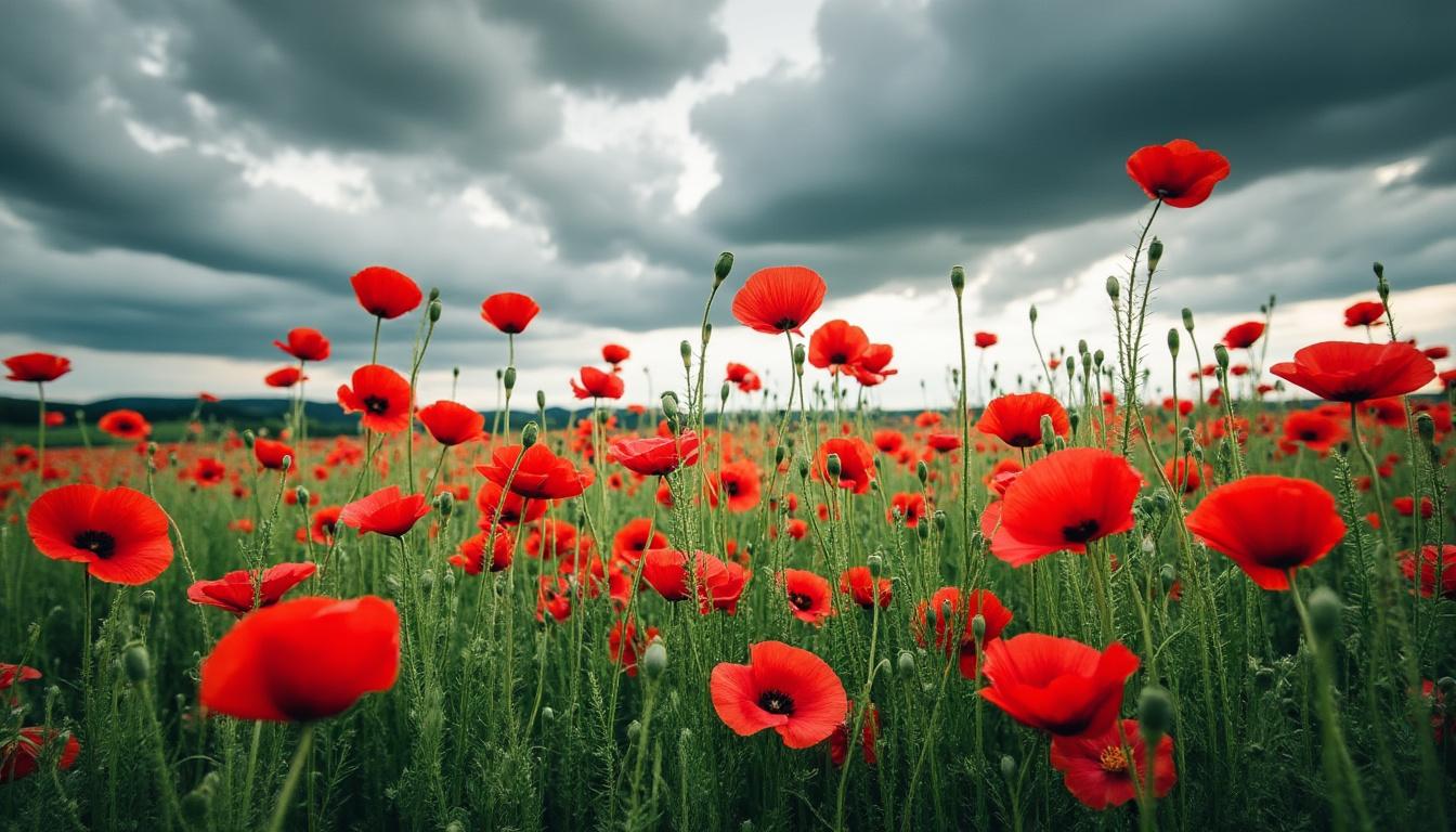 découvrez l'élégance douce et poétique de 'poppy cloudy', une création unique qui allie la délicatesse des coquelicots à une ambiance nuageuse et romantique.